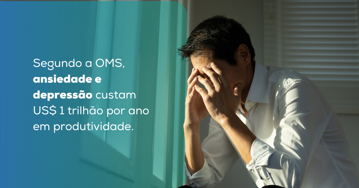Segundo a OMS, ansiedade e depressão custam US$ 1 trilhão por ano em produtividade.